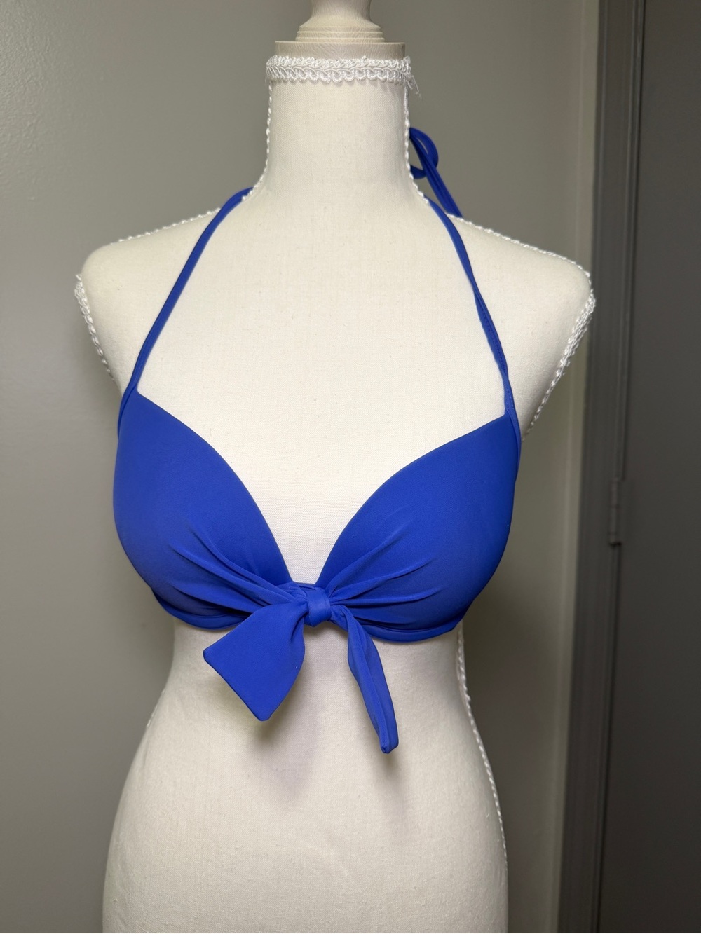 aerie Cobalt Blue Padded Bikini Top with Halter Strap